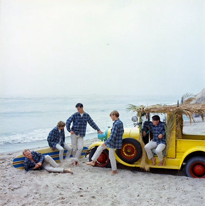 The Beach Boys, Brian Wilson, Mike Love, Bruce Johnston, Al Jardine, David Marks, ‘Paradise Cove, Chilling on the Beach’ at Proud Galleries London