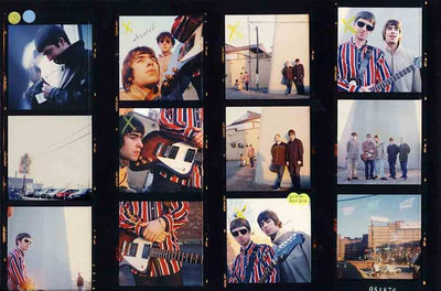 Oasis, Liam Gallagher, Noel Gallagher, ‘Definitely Maybe Tour, Contact Sheet, Colour’ © Jill Furmanovsky at Proud Galleries London