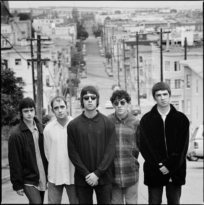 Oasis, Liam Gallagher, Noel Gallagher, Paul Arthurs, Paul McGuigan, Alan White, ‘Definitely Maybe Tour, No.II’ © Jill Furmanovsky at Proud Galleries London