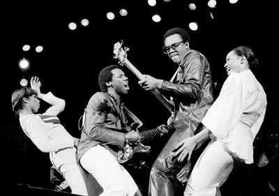 Chic, Nile Rodgers, Bernard Edwards, ‘At Hammersmith Odeon, Live on Stage’ © Jill Furmanovsky at Proud Galleries London