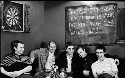 Oasis, Liam Gallagher, Noel Gallagher, Paul Arthurs, Paul McGuigan, Alan White, ‘At Kings Cross Pool and Snooker Club’ © Jill Furmanovsky at Proud Galleries London