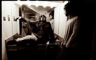 Oasis, Liam Gallagher, Noel Gallagher, ‘At Wembley Stadium, Backstage’ © Jill Furmanovsky at Proud Galleries London