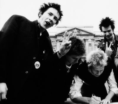 The Sex Pistols, Sid Vicious, John Lydon, Steve Jones, Glen Matlock, 'The Sex Pistols at Buckingham Palace' © Steve Joester at Proud Galleries London