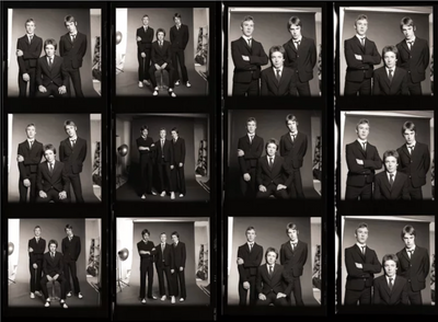 The Jam, Paul Weller, Bruce Foxton, Steve Brookes, Rick Bockler, 'Studio Portrait, Contact Sheet' © Brian Aris at Proud Galleries