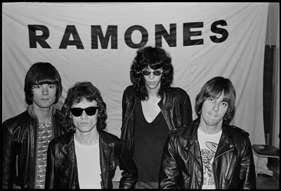 The Ramones, Joey Ramone, Johnny Ramone, Dee Dee Ramone, Tommy Ramone, 'Band Portrait' © Chris Stein at Proud Galleries London